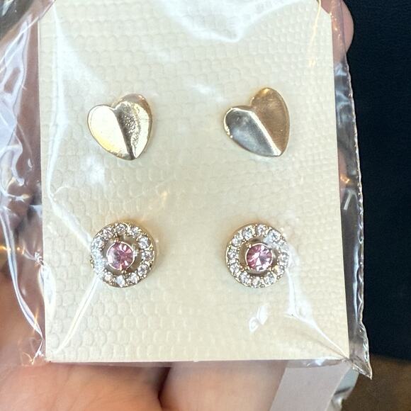 Avon Be Mine Stud Earring Set -2018 Pierced Gold Tone With Box - Picture 4 of 6